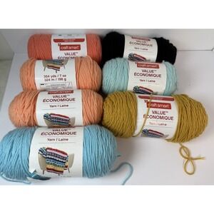 Craftsmart Value Yarn 7 Skeins 7oz 354 Yds Each Various Colors 100% Acrylic
